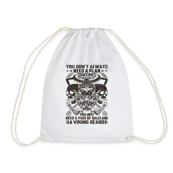 Nordic scandinavia retro viking mystical mythology - Drawstring Bag - white - Front