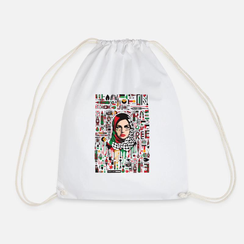 Palestine free 05 - Drawstring Bag - white