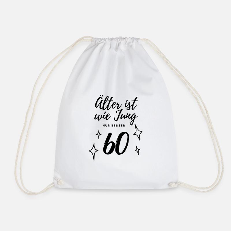 60th birthday - Drawstring Bag - white