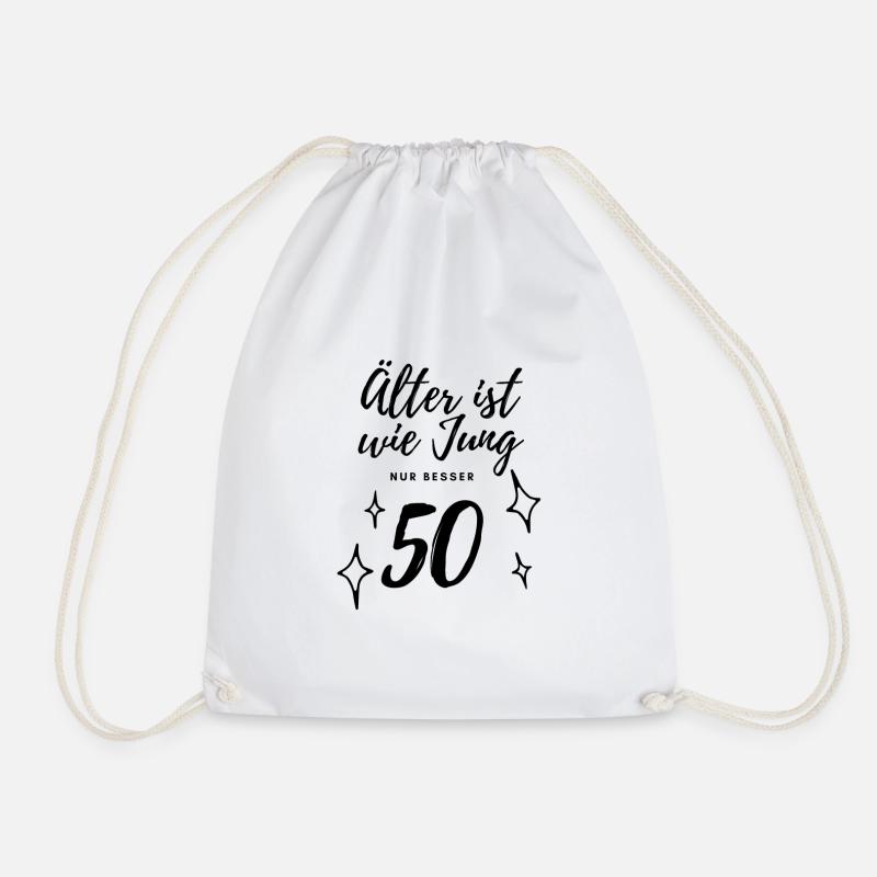 50th birthday - Drawstring Bag - white