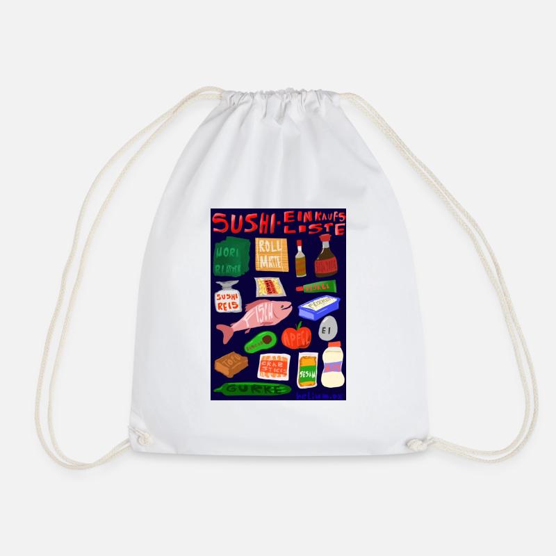Sushi Einkaufsliste - Turnbeutel - Weiß