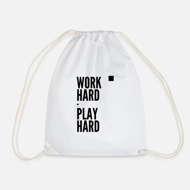 Work Hard Play Hard - Drawstring Bag - white