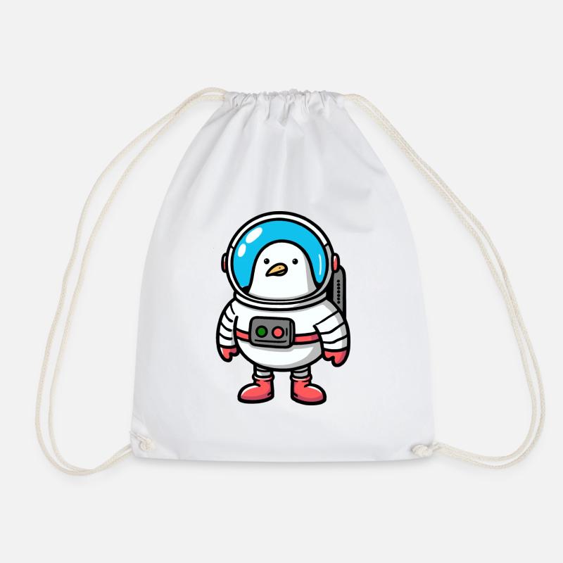 Comic Seagull Profession Astronaut in Space Spacesuit - Drawstring Bag - white