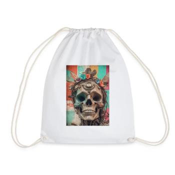 Color Skull 70´s - Turnbeutel - Weiß - Vorne