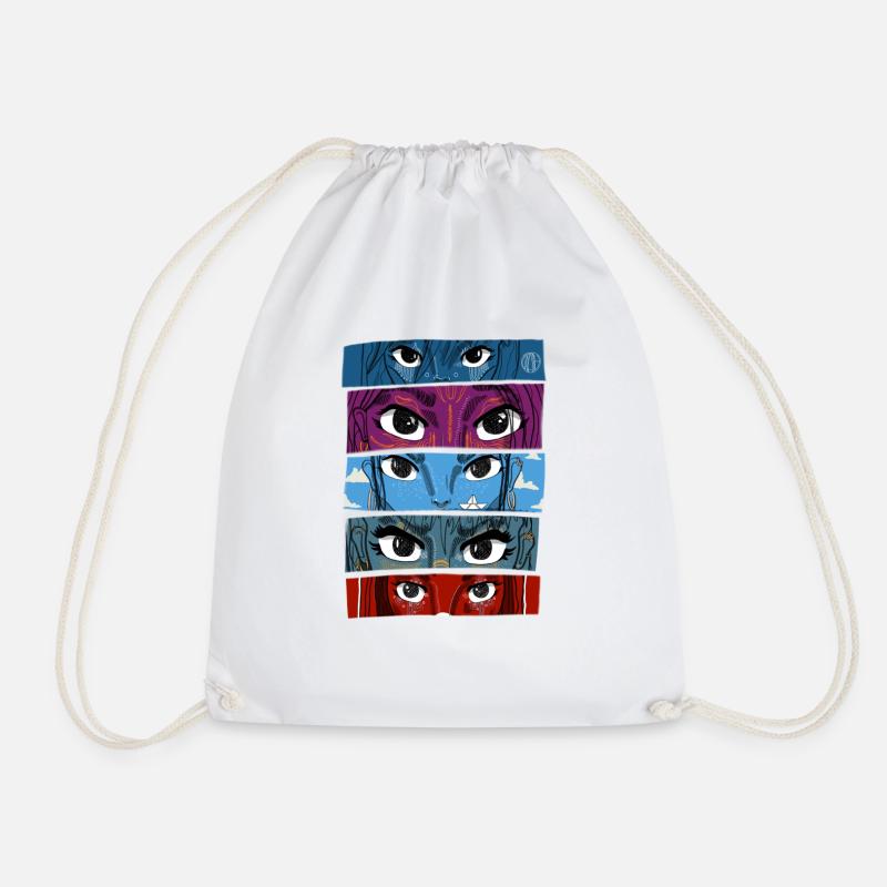 Anime Eyes Collage #3 - Drawstring Bag - white