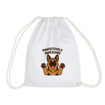 cute dog, german shepherd, paws, positively - Drawstring Bag - white - Front