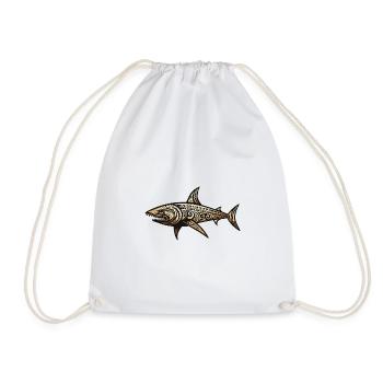 Adinkra Shark 3 - Drawstring Bag - white - Front