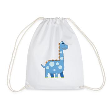 happy dinosaur cuddly toy child sweet primal time - Drawstring Bag - white - Front