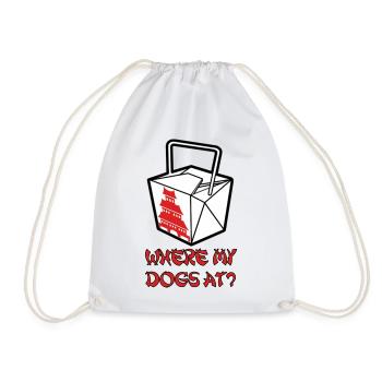 Where my dogs at? - Drawstring Bag - white - Front