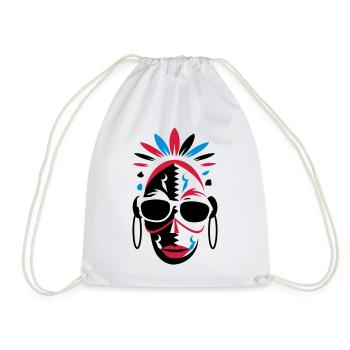 afrikanische Maske mit Sonnenbrille als Stencil - Turnbeutel - Weiß - Vorne