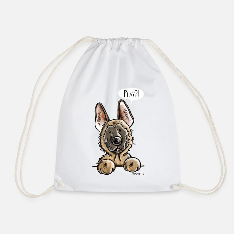 Malinois Play - Drawstring Bag - white
