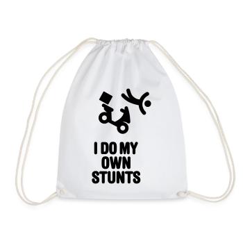 I do my own stunts pizza service pizza delivery scooter - Drawstring Bag - white - Front
