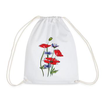 Mohnblumen und Kornblumen im Sommer - Turnbeutel - Weiß - Vorne