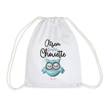 Atsem super chouette bleue 3D - Sac de sport léger - blanc - Devant
