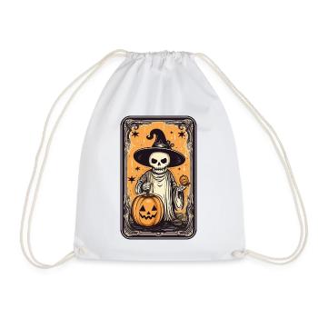 Carte squelette de sorcières de tarot à la citrouille - Sac de sport léger - blanc - Devant