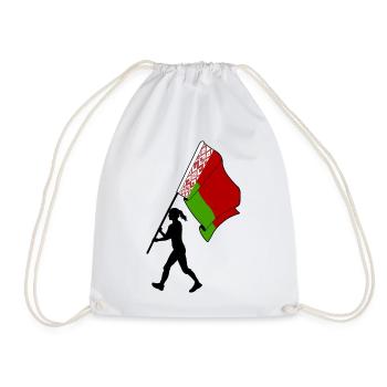 Flag Belarus woman walking - Drawstring Bag - white - Front