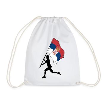 Flag Serbia man running - Drawstring Bag - white - Front