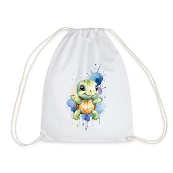 Tortue Kawaii - Aquarelle - Sac de sport léger - blanc - Devant