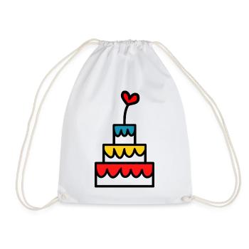 CAKE. HAPPY BIRTHDAY. HAPPY ANNIVERSARY - Drawstring Bag - white - Front