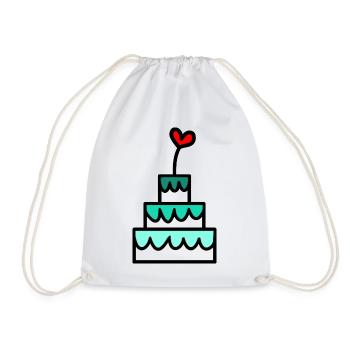 CAKE. HAPPY BIRTHDAY. HAPPY ANNIVERSARY - Drawstring Bag - white - Front