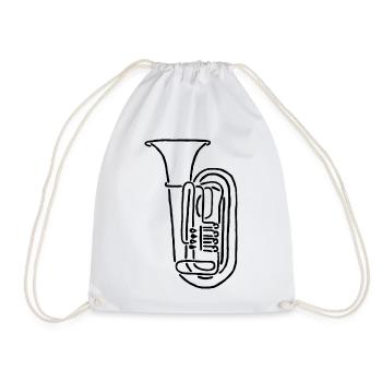 Tuba Bass Skizze Geschenk für Tubisten - Turnbeutel - Weiß - Vorne