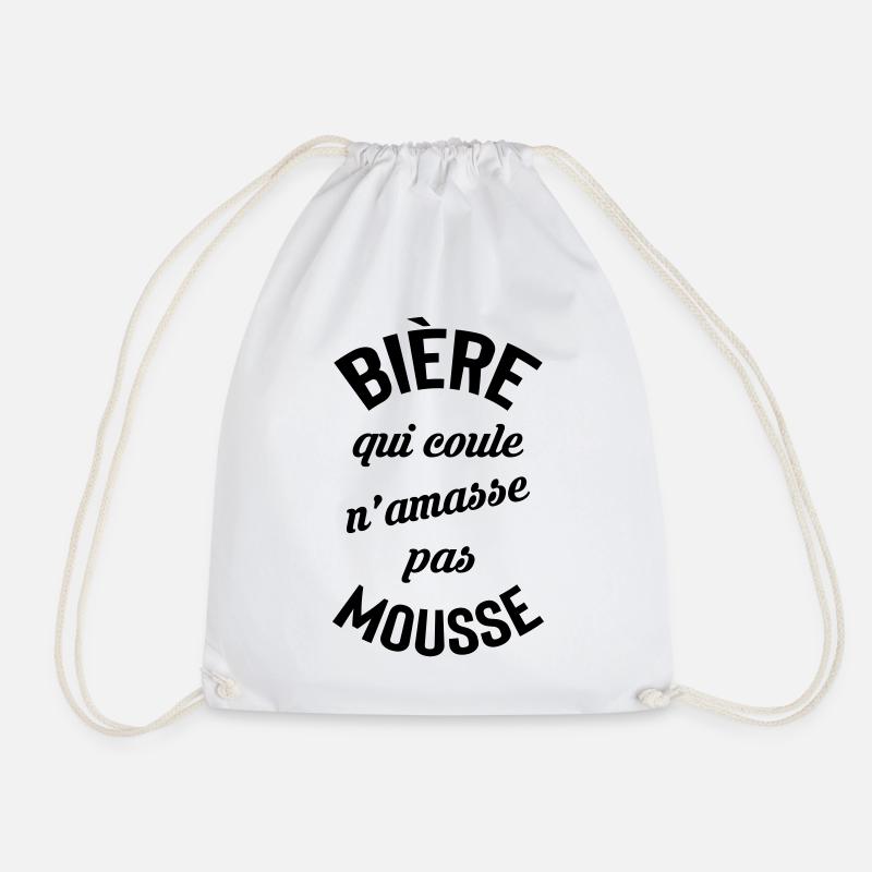 Rolling beer doesn't build foam - Drawstring Bag - white