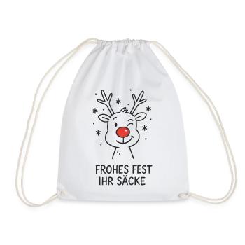 Frohes Fest ihr Säcke Rentier Rudolph - Turnbeutel - Weiß - Vorne
