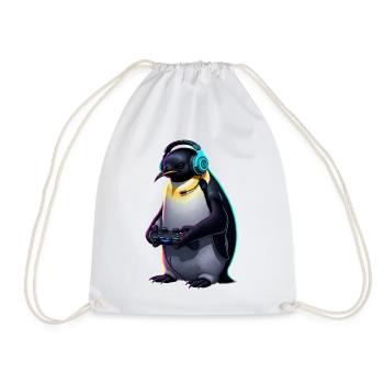Penguin Games Animal Video Games Funny Penguin - Drawstring Bag - white - Front