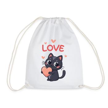 Chat Kawaii Coeur Rosé Love - Sac de sport léger - blanc - Devant