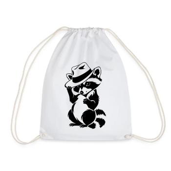 Raton laveur mignon avec un chapeau - Sac de sport léger - blanc - Devant