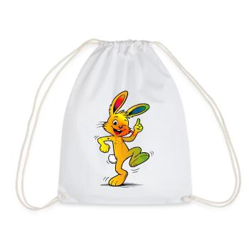 Colorful Bunny Cartoon Funny Easter Design - Drawstring Bag - white - Front