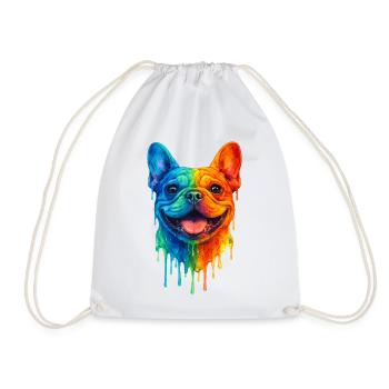 French Bulldog in Bright Colors - Drawstring Bag - white - Front