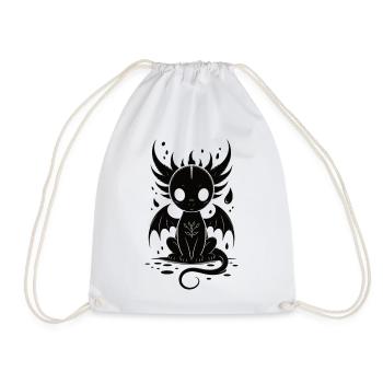 Niedlicher Dunkler Drache Shirt Gothic Cute Dragon - Turnbeutel - Weiß - Vorne