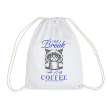 T-shirt Drôle de Chat Café – Style Urbain – - Sac de sport léger - blanc - Devant