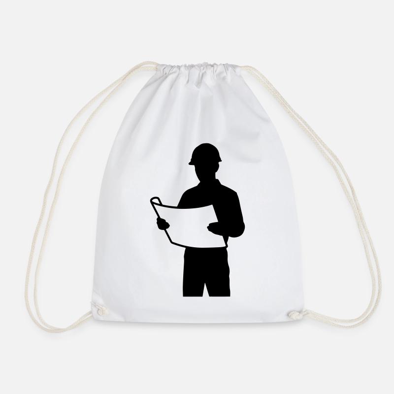 Architect T-shirt - Engineer Blueprint Design - Drawstring Bag - white