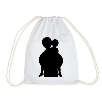 Family Silhouette Parents Children Love Together - Drawstring Bag - white - Front