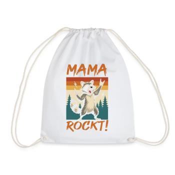 Waschbär Mutter Coole Rocker Mama - Turnbeutel - Weiß - Vorne