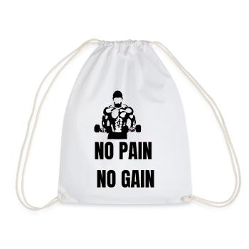 No Pain No Gain - Drawstring Bag - white - Front