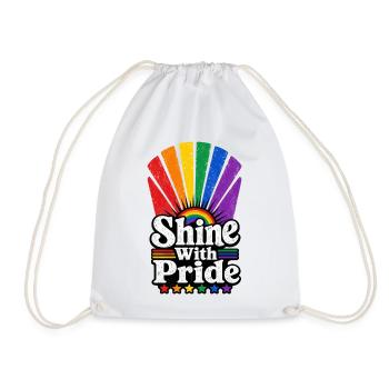 Shine With Pride Sun Vintage Pride Motif LGBTQ - Drawstring Bag - white - Front