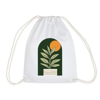 Sun plant in dark green - Drawstring Bag - white - Front