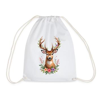 Watercolor Forest Deer Floral Antlers Design - Turnbeutel - Weiß - Vorne