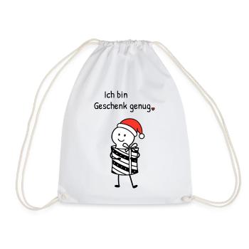 Ich bin Geschenk genug | Weihnachtshumor mit Figur - Turnbeutel - Weiß - Vorne