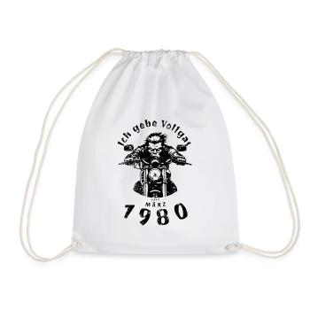 45. Geburtstag Ich gebe Vollgas seit 03/1980 - Turnbeutel - Weiß - Vorne