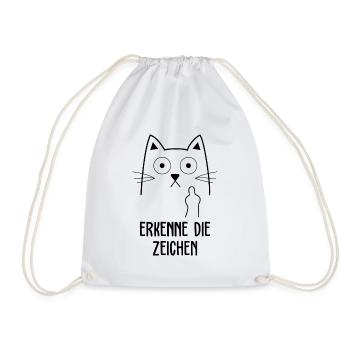 Erkenne die zeichen Katze Geschenk Haustiere - Turnbeutel - Weiß - Vorne