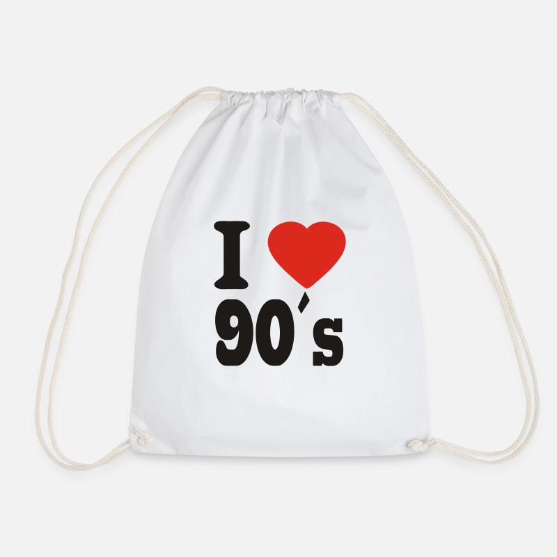 i love the 90 s - Drawstring Bag - white