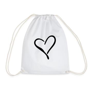 heart - Drawstring Bag - white - Front