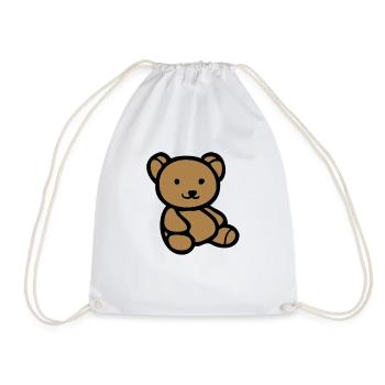 animal bear teddy toy - Drawstring Bag - white - Front
