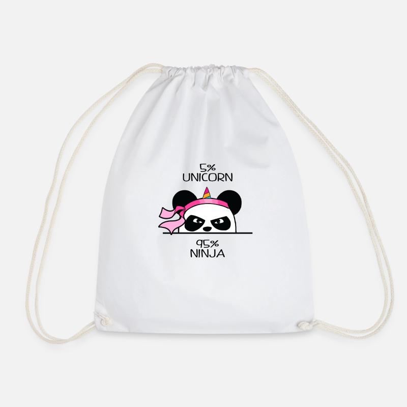 Unicorn Ninja Panda - Drawstring Bag - white
