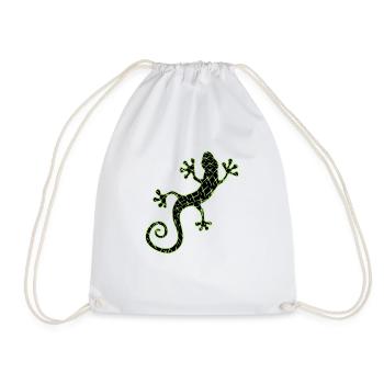 Gekko green and black - Drawstring Bag - white - Front
