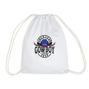 American Cowboy 4th Of July - Drawstring Bag - white - Front